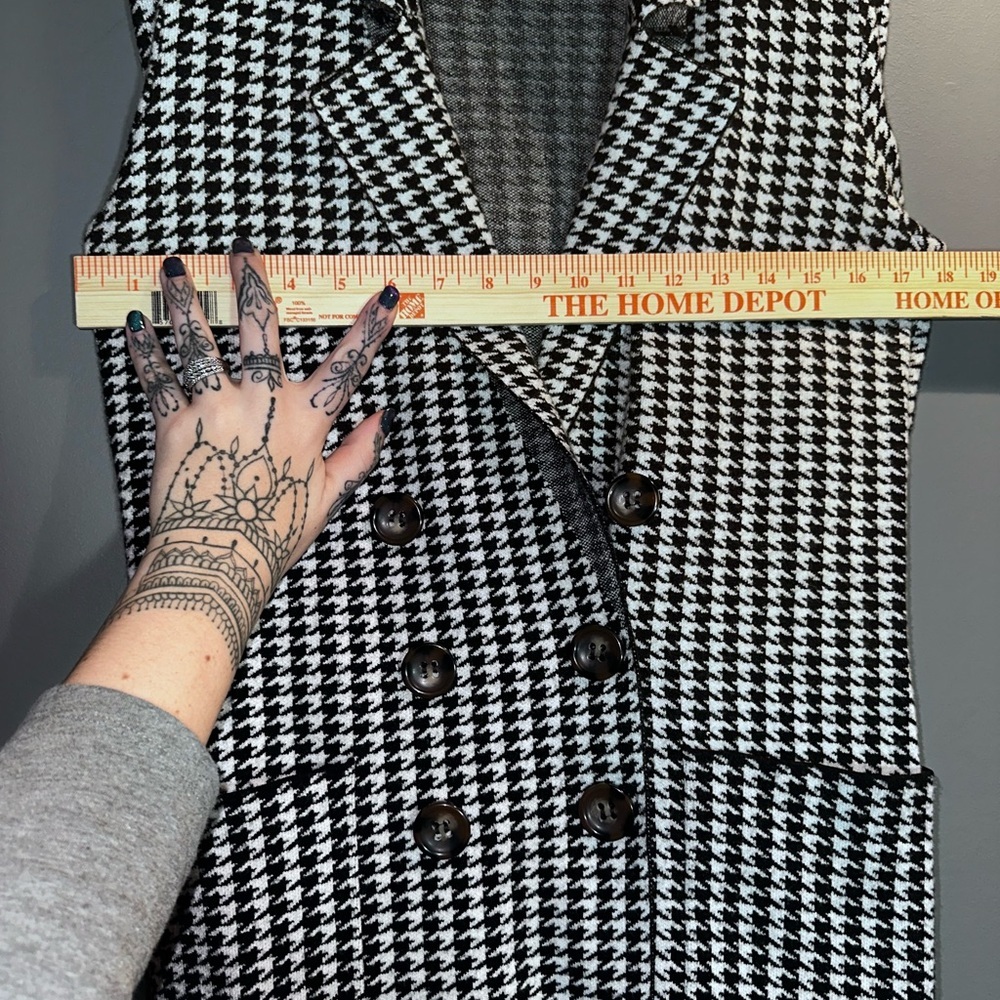 Marled Houndstooth Coatigan Jacket Soft Double Breasted Knit Size S - Picture 7 of 10
